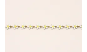 Cadena Latón Margaritas de 5mm Blancas y Amarillas / Cadenas de Latón / Zamak
