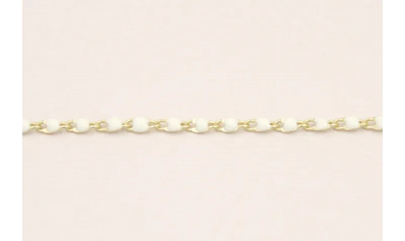 Cadena Oro Mate de 2mm con eslamte Blanco de 3mm / Cadenas de Latón / Zamak