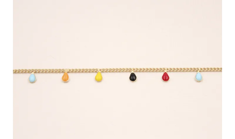 Cadena O.Mate 1mm con colgante esmalte colores 5mm / Cadenas de Latón / Zamak