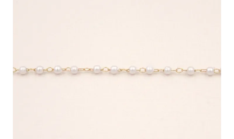 Cadena 1mm Dorado Mate con Microperla de 2mm
