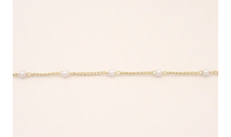 Cadena 1mm Oro Mate Microperla de 2mm espaciada