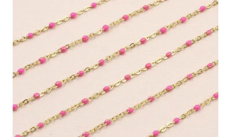 Stainless Steel: Cadena Acero eslabón 1mm Fucsia