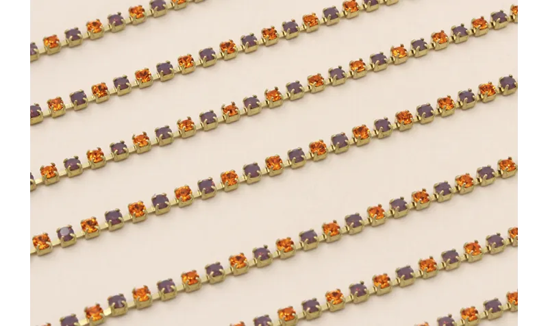 Cadena strass PP14 Cristal Naranja y Amatista / Cadenas de Latón / Zamak
