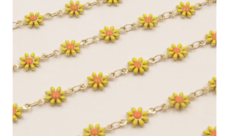 Cadena Marganitas 6mm diametro Amarillo + Naranja / Cadenas de Latón / Zamak