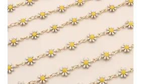 Cadena Marganitas 6mm diametro Blanco + Amarillo / Cadenas de Latón / Zamak