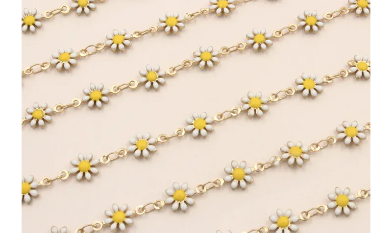 Cadena Marganitas 6mm diametro Blanco + Amarillo