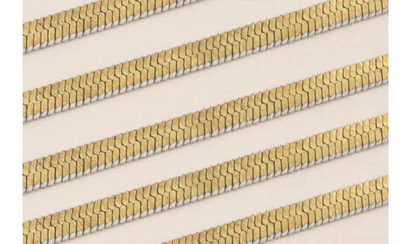 Cadena Tira serpiente plana 5mm Oro y borde Blanco / Cadenas de Latón / Zamak