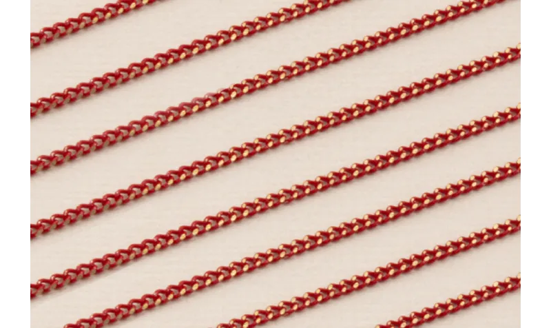 Cadena Eslabones 1*2mm Dorado y Rojo / Cadenas de Latón / Zamak