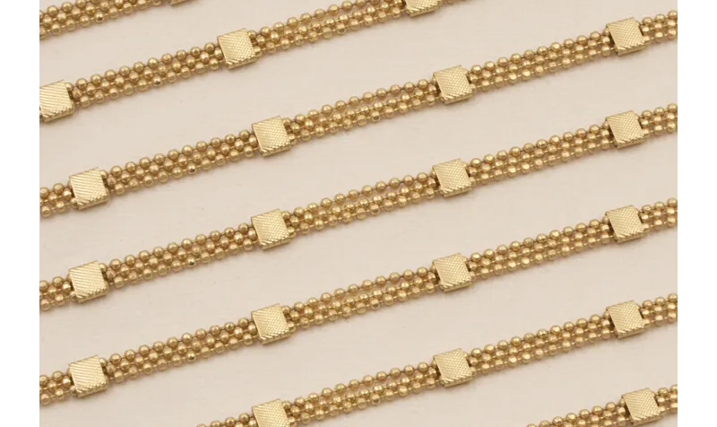 Cadena facetada triple Dorado Mate corchete de 5mm