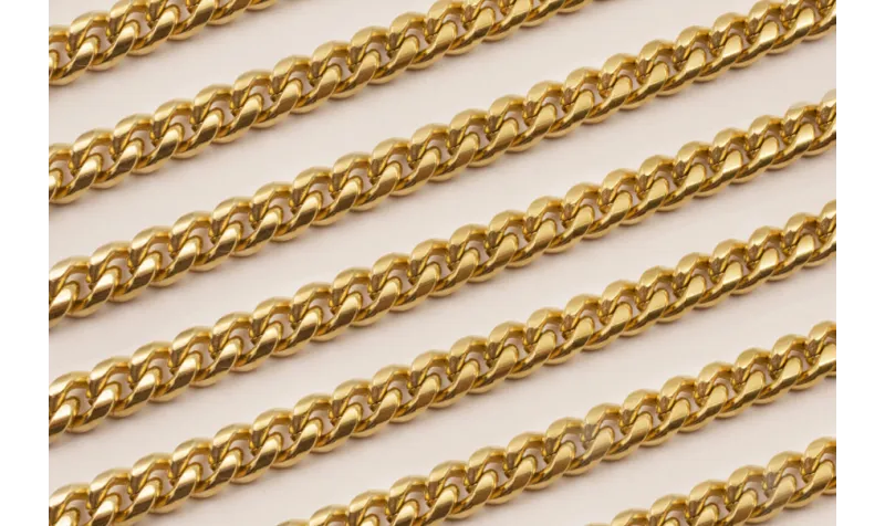 Stain Steel: Cadena eslabón facetado de 6mm Oro / Cadenas de Acero Inoxidable