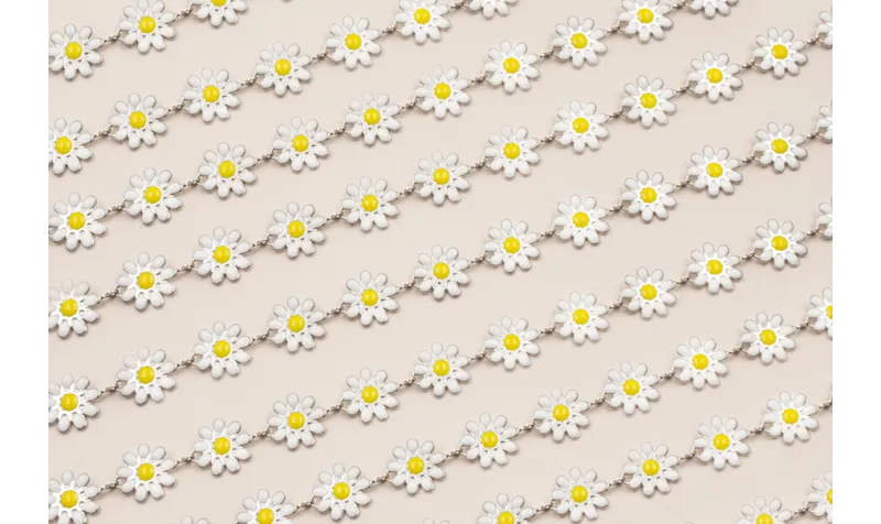 Stain Steel: Cadena Acero Margaritas 10mm  Blancas