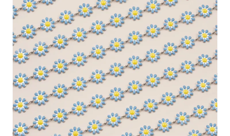 Stain Steel: Cadena Acero Margaritas 10mm Azules / Cadenas de Acero Inoxidable