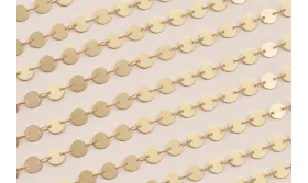 Cadena Discos 6mm Dorado Mate / Cadenas de Latón / Zamak