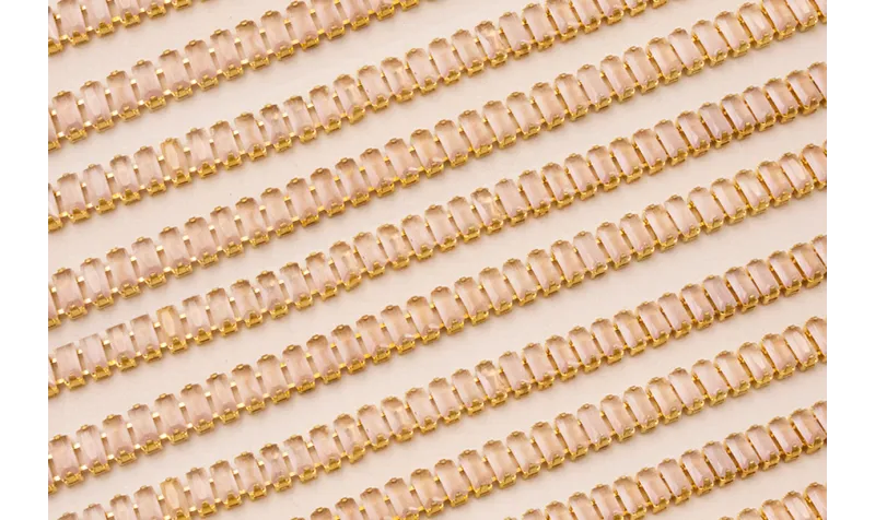 Cadena strass Cristales Rosa de 2,5*5mm  / Cadenas de Latón / Zamak