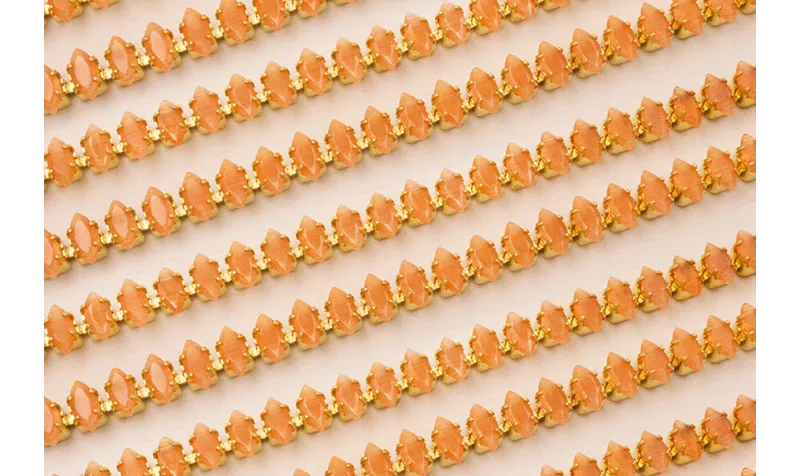 Cadena strass Cristal Naranja de 3*6mm sobre latón