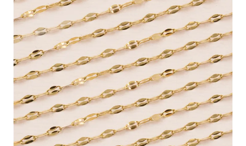 Cadena Acero eslabón ovalado 2mm baño Oro