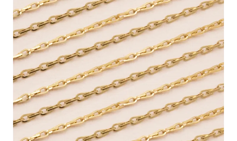 Cadena Acero elabón Gota zigzag 2mm Baño Oro