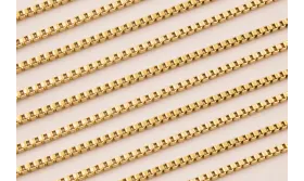 Cadena acero Inox Eslabón cuadrado 2mm Baño Oro / Cadenas de Acero Inoxidable