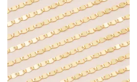 Cadena lámidas ovaladas 3mm ancho Baño Oro / Cadenas de Latón / Zamak