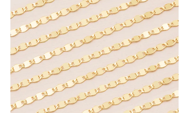 Cadena lámidas ovaladas 3mm ancho Baño Oro