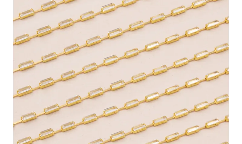 Cadena Strass latón y bagette cristal 6*2mm Cadena Strass latón y bagette cristal 6*2mm