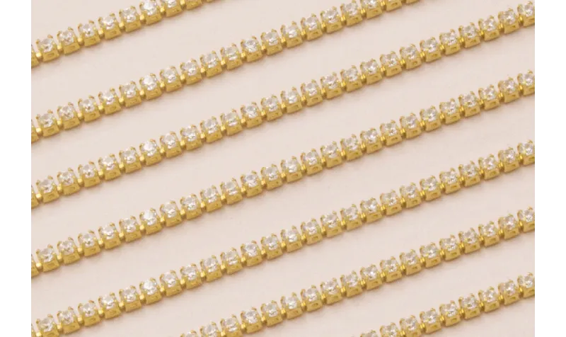 Cadena Micro strass de 1mm crsital / Cadenas de Latón / Zamak