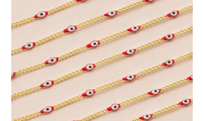 Cadena eslabon 2mm Oro Mate con Ojo Turco