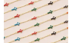 Cadena Cruces 17*7 multicolor Ojo Turco Oro Mate / Cadenas de Latón / Zamak