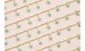 Cadena Listones O.Mate y Colgante Ojo Turco de 6mm / Cadenas de Latón / Zamak