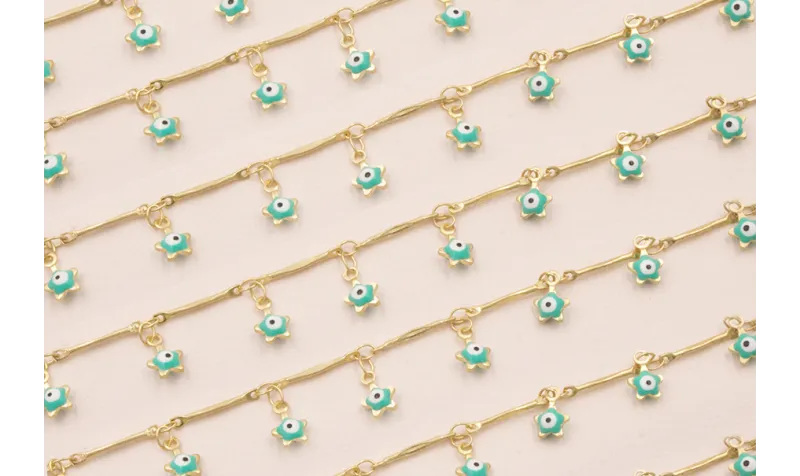 Cadena Listones O.Mate y Colgante Ojo Turco de 6mm