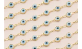 Cadena Ojos Turcos de 7mm Oro Mate / Cadenas de Latón / Zamak