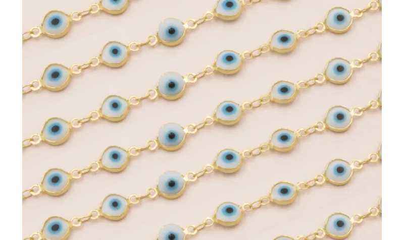 Cadena Ojos Turcos de 7mm Oro Mate