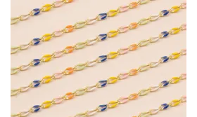 Cadena Eslabones 7*3mm multicolor Oro Mate / Cadenas de Latón / Zamak