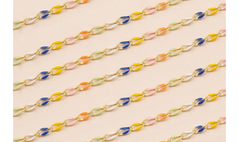 Cadena Eslabones 7*3mm multicolor Oro Mate