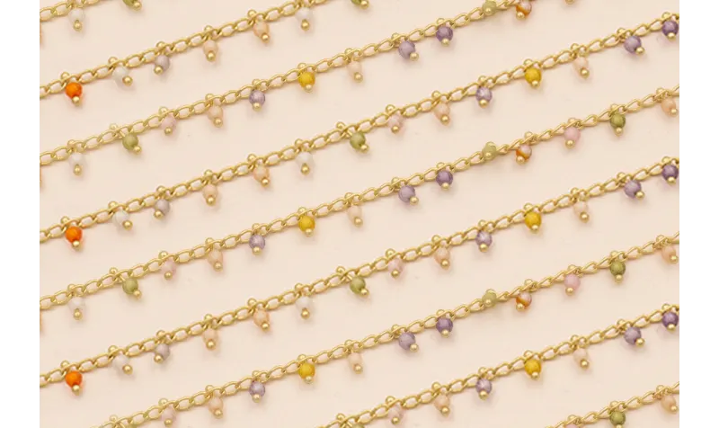 Cadena eslabon 2mm con Pivotes cristal Multicolor