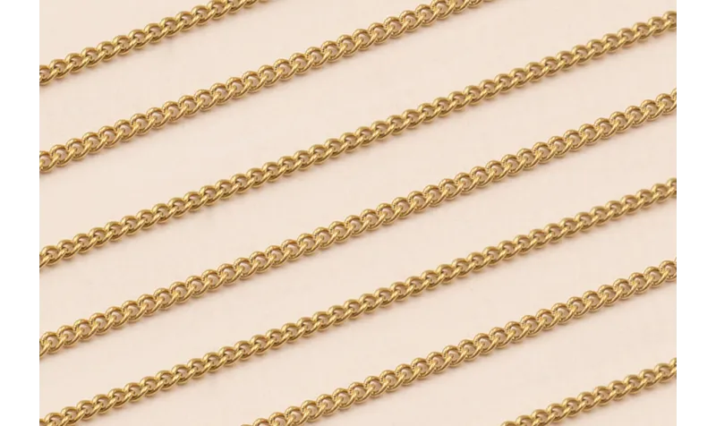 Cadena estabón trenzado Acero Inox. De 1mm Oro / Cadenas de Acero Inoxidable