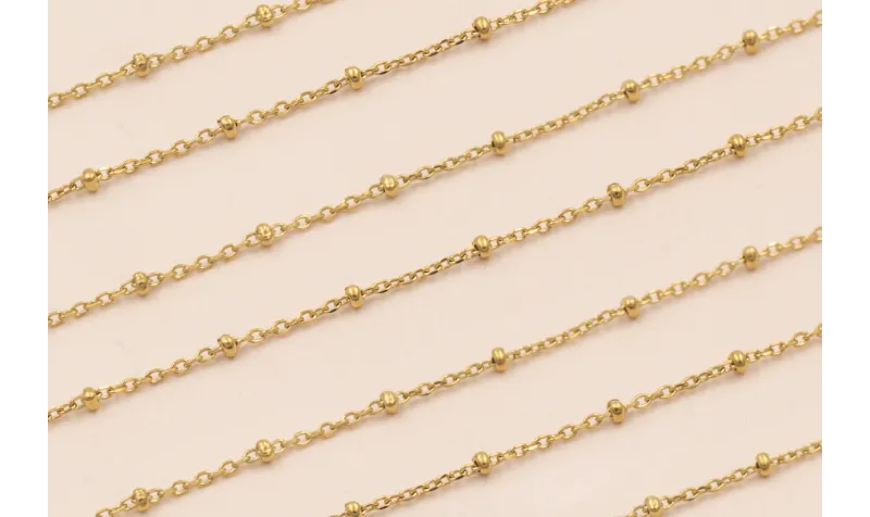 Cadena Acero Inox. con MicroBola de 1mm Oro / Cadenas de Acero Inoxidable