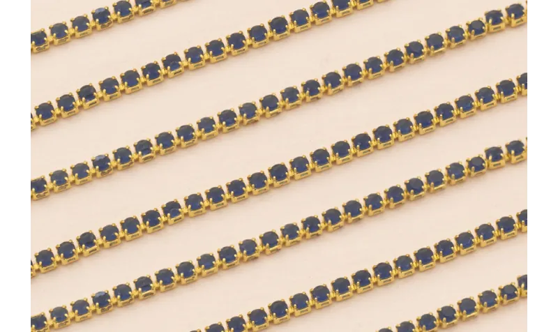 Cadena Strass Critstal 2mm Azul intenso / Cadenas de Latón / Zamak