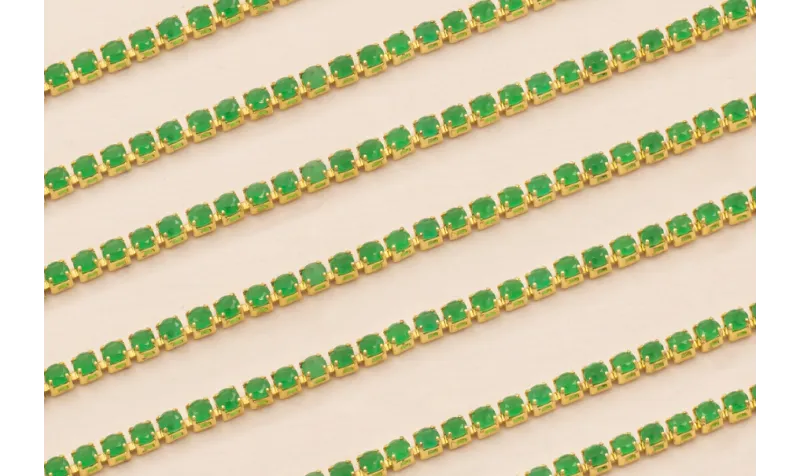 Cadena Strass Critstal 2mm Verde Peridot / Cadenas de Latón / Zamak