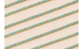 Cadena Strass Critstal 2mm Turquesa opaco / Cadenas de Latón / Zamak