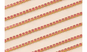 Cadena Strass Critstal 2mm Rojizo transparente / Cadenas de Latón / Zamak