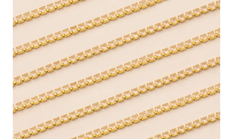 Cadena Strass Critstal 2mm Color Rosa Opal / Cadenas de Latón / Zamak