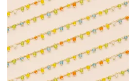 Cadena pivotes de Cristal de 3*2 Multicolor O.Mate / Cadenas de Latón / Zamak