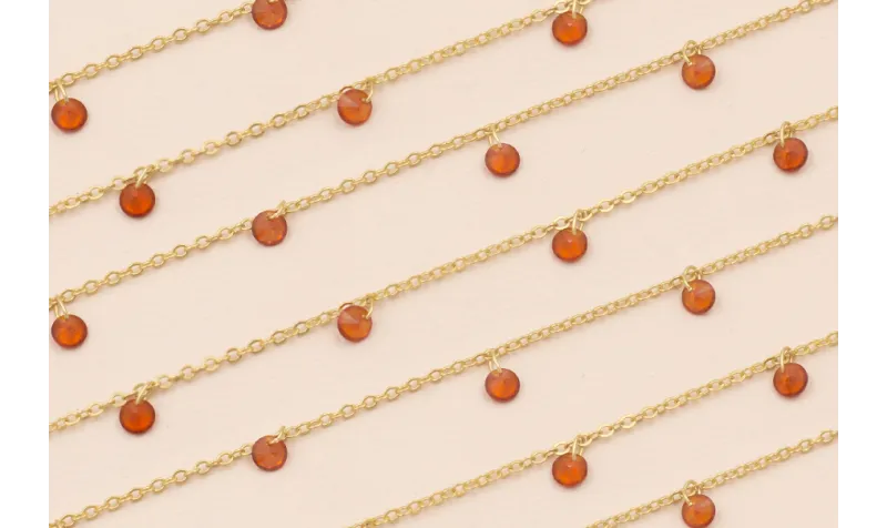 Cadena discos de Cristal de 4*2mm Marrón Oro Mate / Cadenas de Latón / Zamak