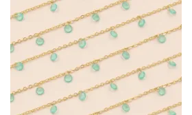 Cadena discos de Cristal de 4*2mm verde Oro Mate / Cadenas de Latón / Zamak
