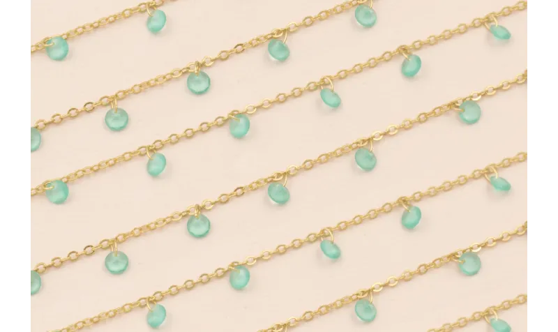 Cadena discos de Cristal de 4*2mm verde Oro Mate Cadena discos de Cristal de 4*2mm verde Oro Mate