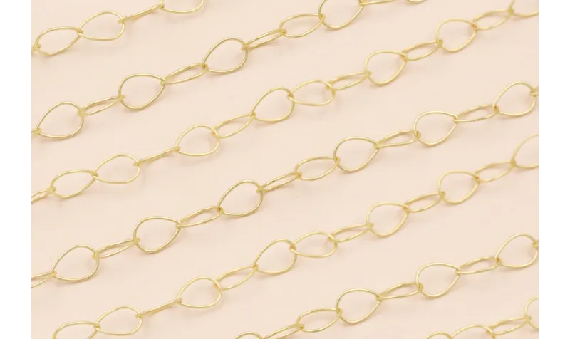 Cadena eslabón Gota de 10*6mm Oro Mate / Cadenas de Acero Inoxidable