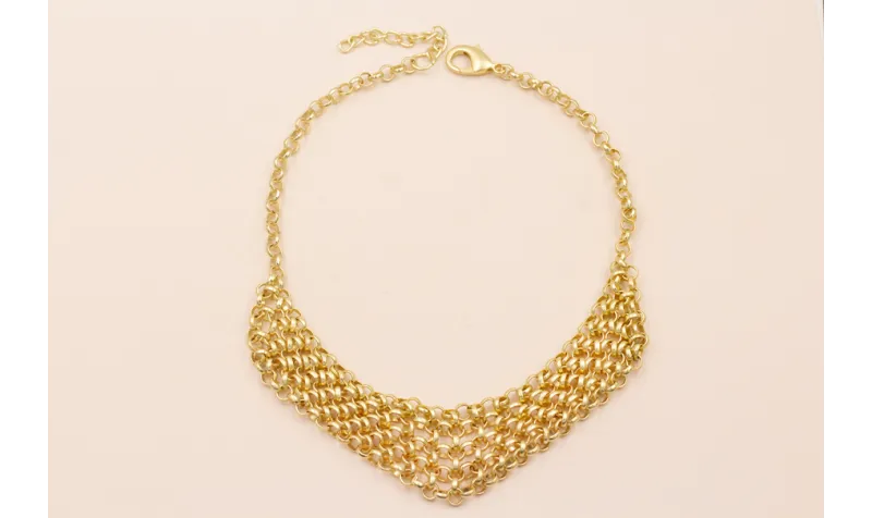 Collar Malla Eslabones 170*40mm Oro / Bases de Collares de Latón / Zamak