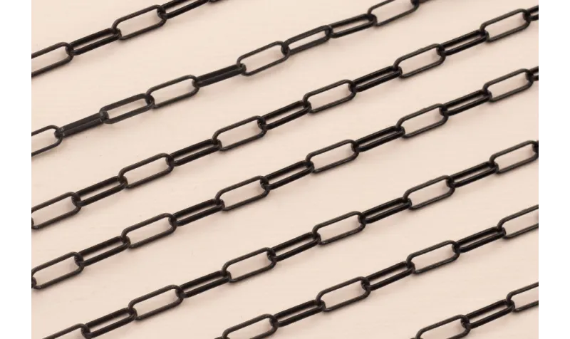 Cadena Eslabón 7*3mm Esmalte Negro / Cadenas de Latón / Zamak