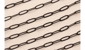 Cadena Eslabón 13*5mm Esmalte Negro / Cadenas de Latón / Zamak